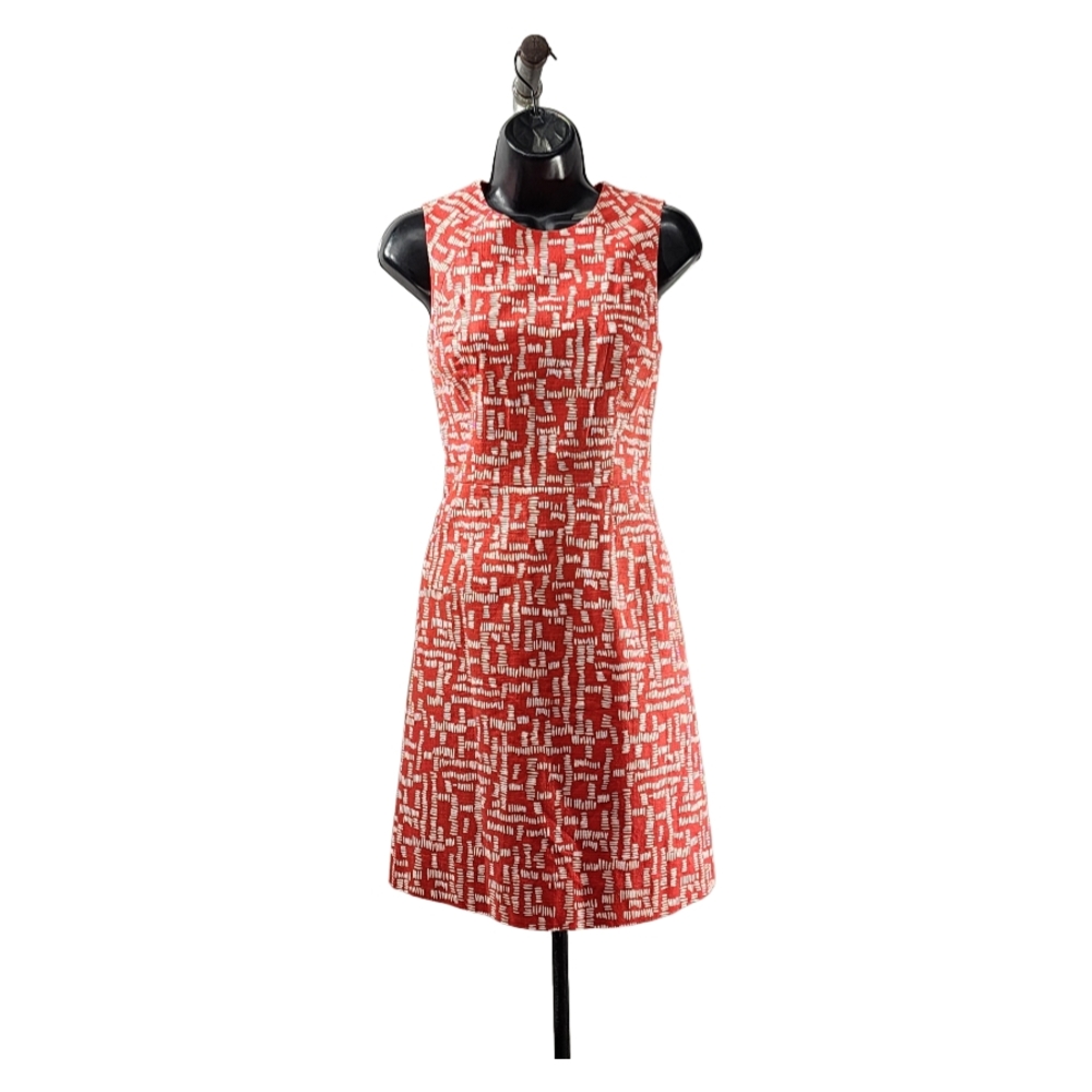Shoshanna Red and White Mock Neck Sheath Dress